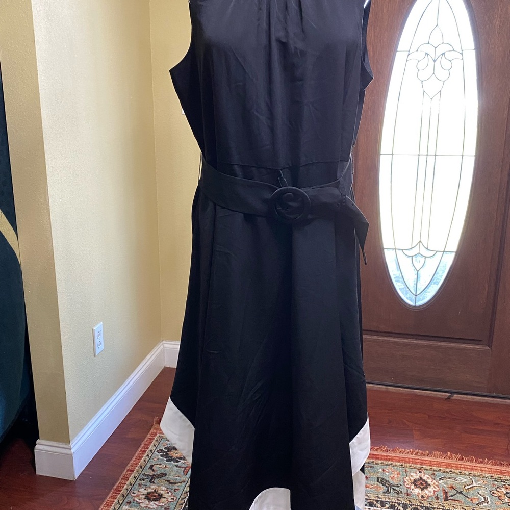 Black Sleeveless A-Line Midi Dress
